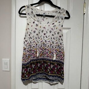 Old Navy Floral Tank Top - White and Multicolor